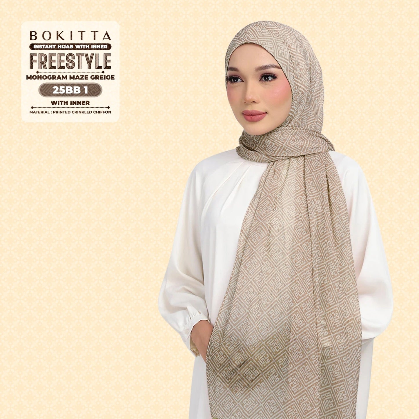 Bokitta Inspired Monogram Maze Greige Collection - Free Box