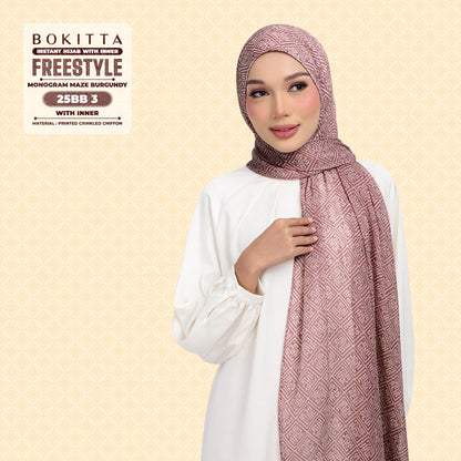 Bokitta Inspired Monogram Maze Burgundy Collection - Free Box
