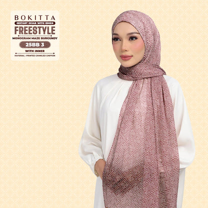 Bokitta Inspired Monogram Maze Burgundy Collection - Free Box
