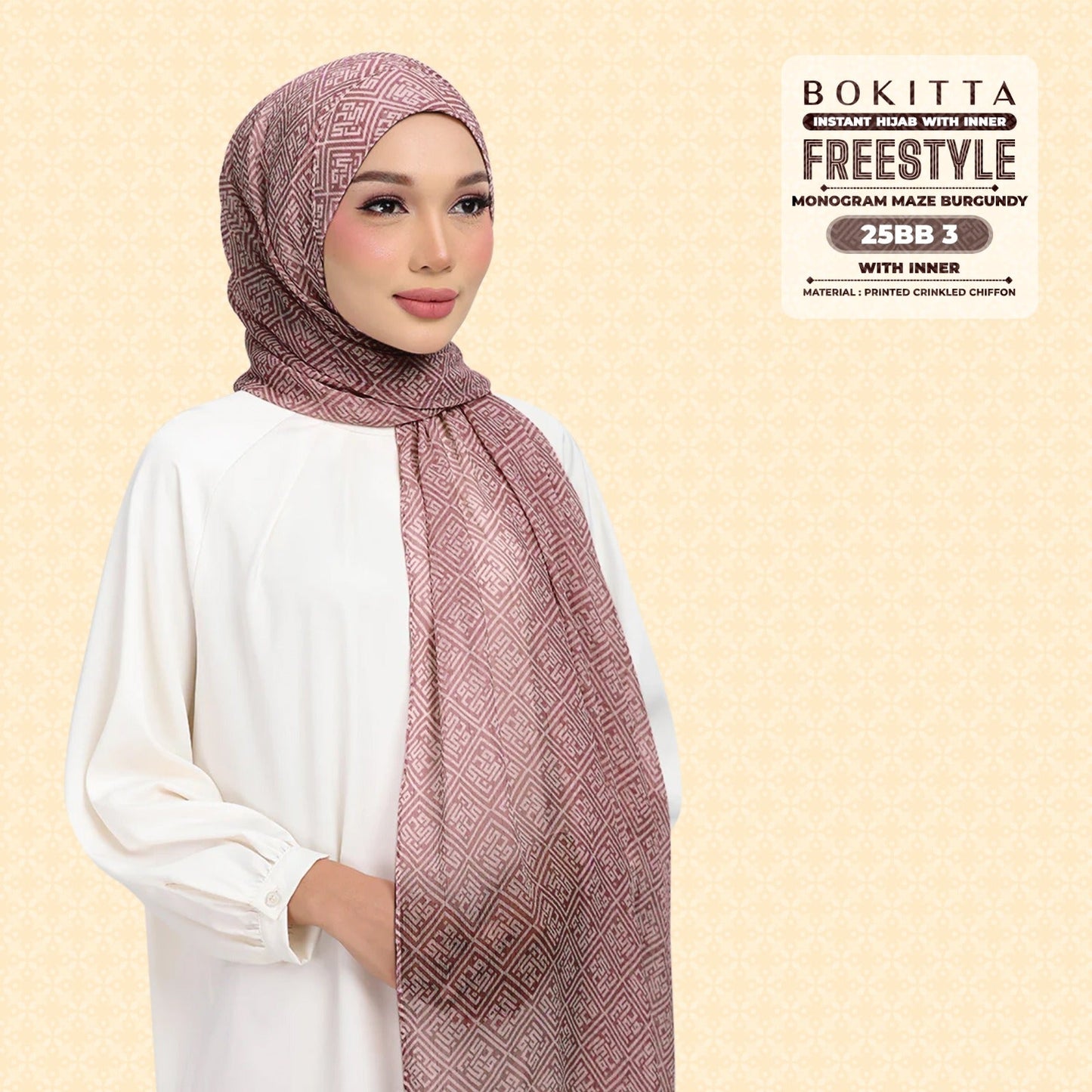 Bokitta Inspired Monogram Maze Burgundy Collection - Free Box