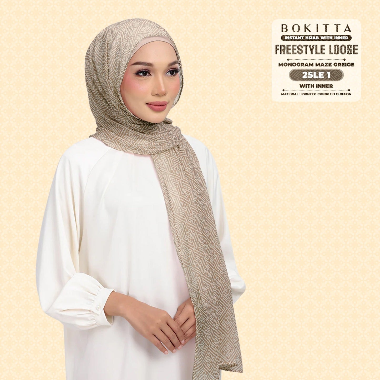 Bokitta Inspired Monogram Maze Greige Collection - Free Box