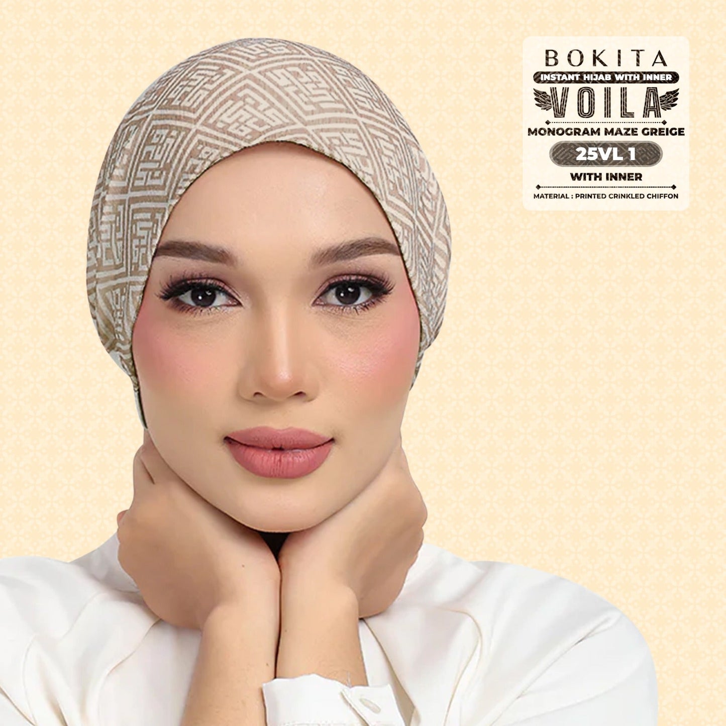 Bokitta Inspired Monogram Maze Greige Collection - Free Box