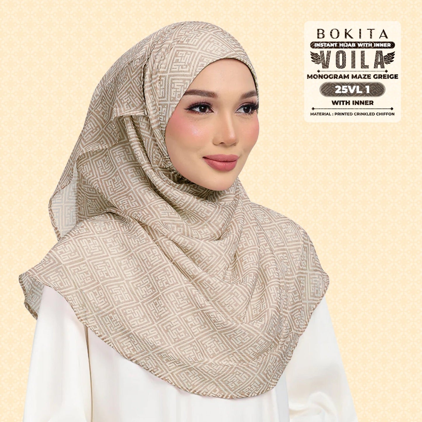 Bokitta Inspired Monogram Maze Greige Collection - Free Box