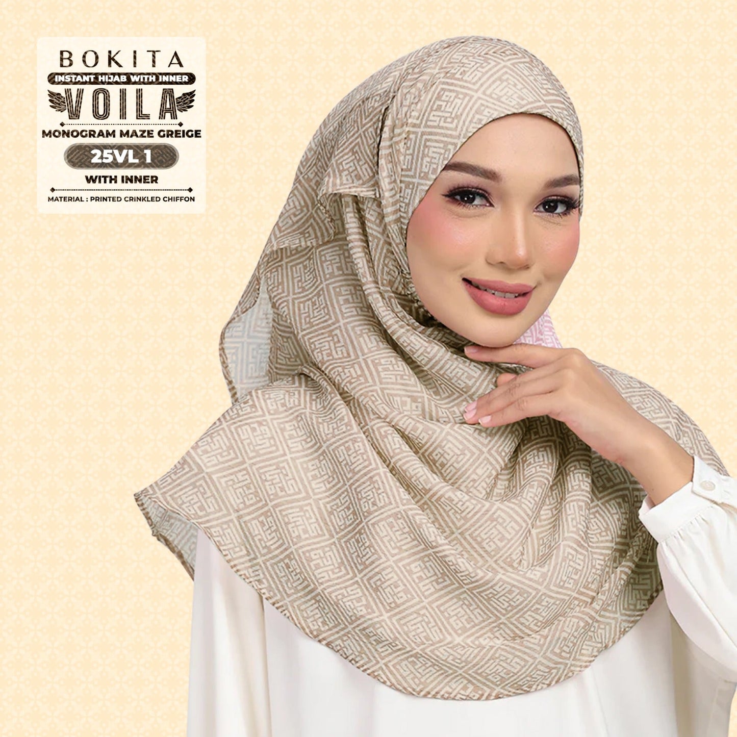 Bokitta Inspired Monogram Maze Greige Collection - Free Box