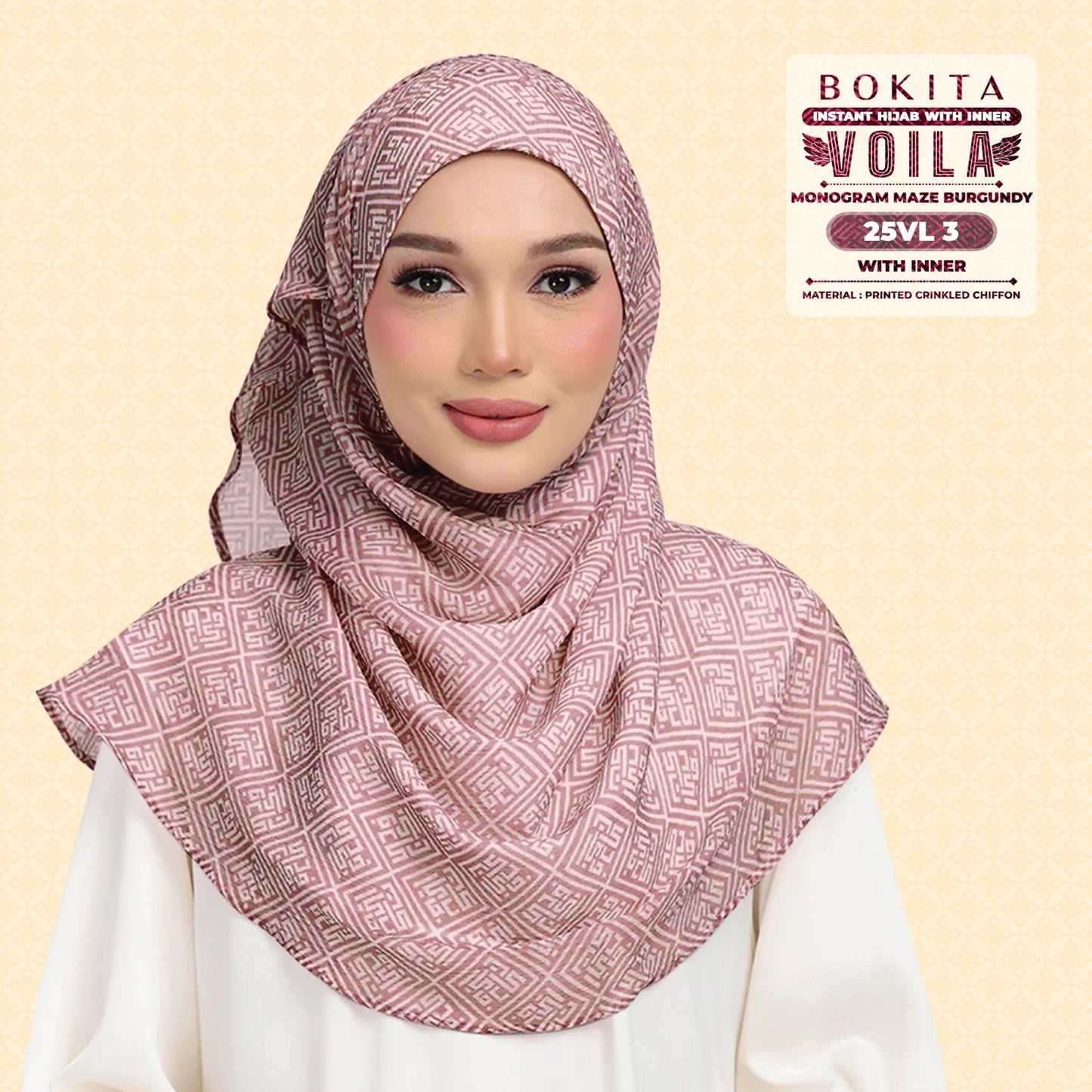 Bokitta Inspired Monogram Maze Burgundy Collection - Free Box