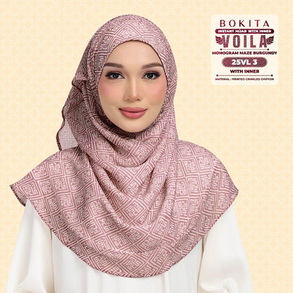 Bokitta Inspired Monogram Maze Burgundy Collection - Free Box
