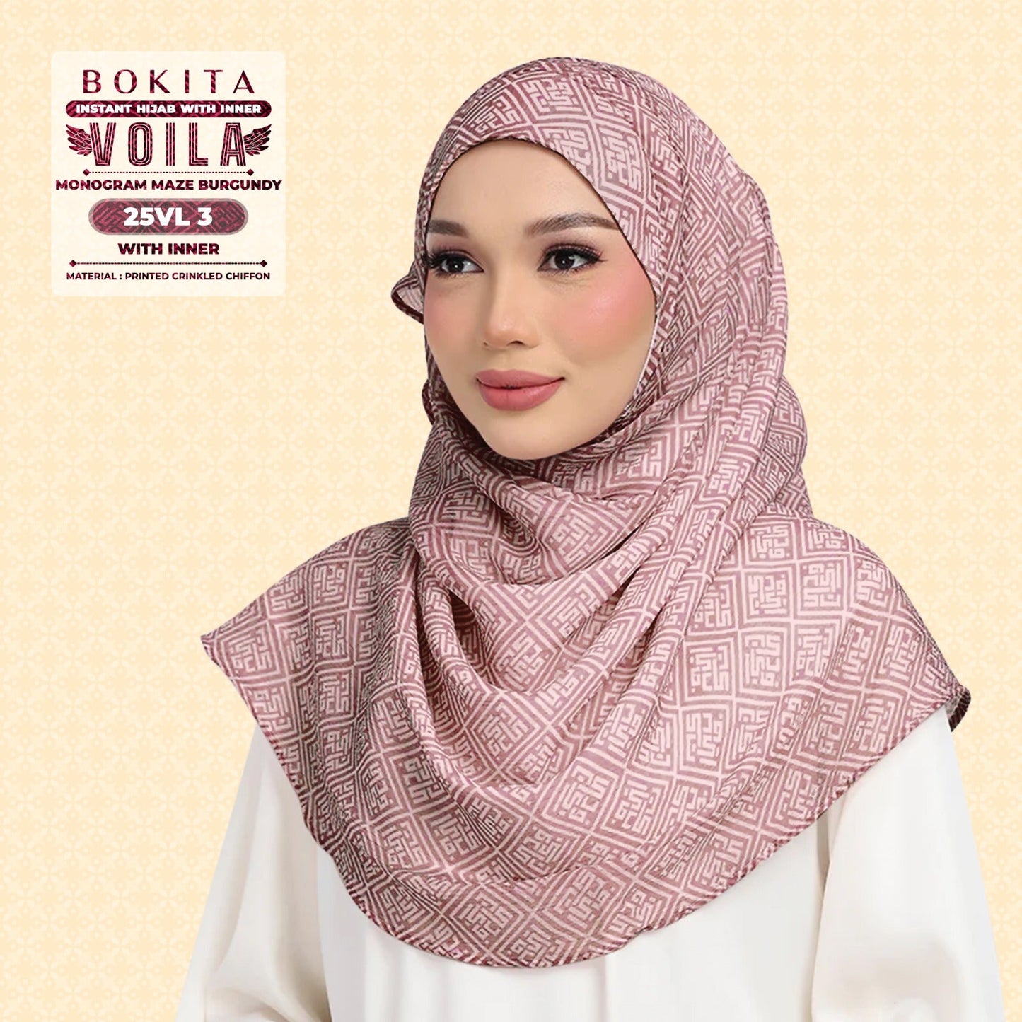 Bokitta Inspired Monogram Maze Burgundy Collection - Free Box