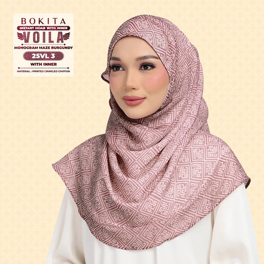 Bokitta Inspired Monogram Maze Burgundy Collection - Free Box