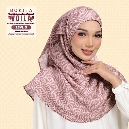 Bokitta Inspired Monogram Maze Burgundy Collection - Free Box