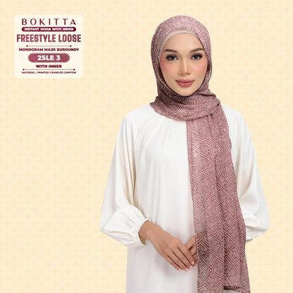 Bokitta Inspired Monogram Maze Burgundy Collection - Free Box