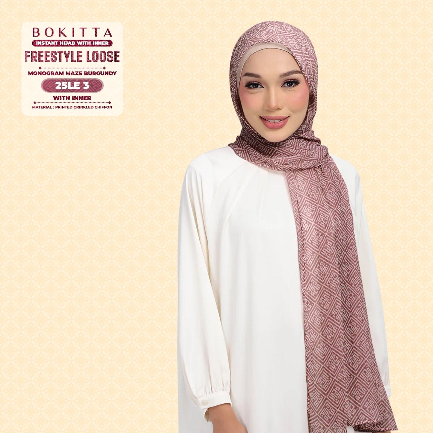 Bokitta Inspired Monogram Maze Burgundy Collection - Free Box