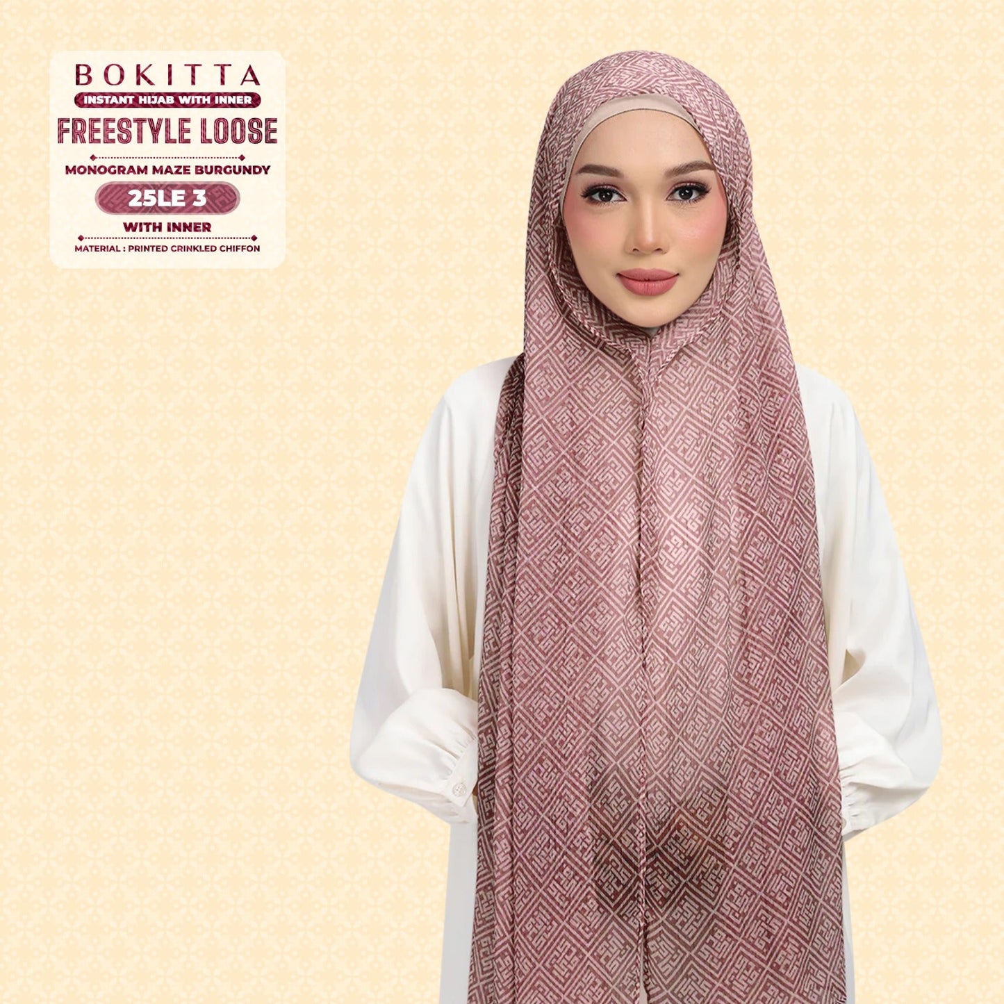 Bokitta Inspired Monogram Maze Burgundy Collection - Free Box