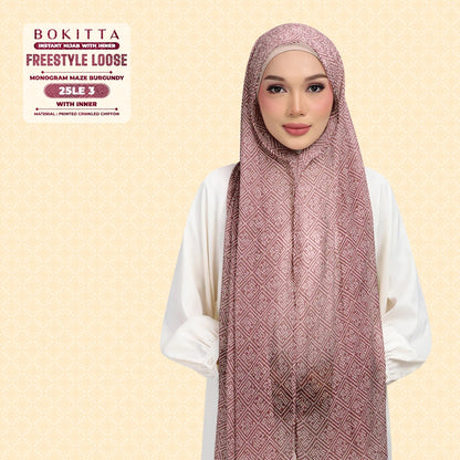 Bokitta Inspired Monogram Maze Burgundy Collection - Free Box