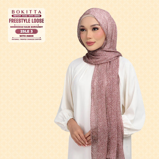 Bokitta Inspired Monogram Maze Burgundy Collection - Free Box