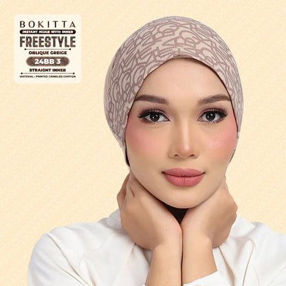 Bokitta Hijab Inspired Oblique Griege Collection - Free Box