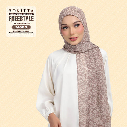 Bokitta Hijab Inspired Oblique Griege Collection - Free Box