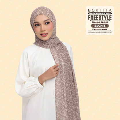 Bokitta Hijab Inspired Oblique Griege Collection - Free Box