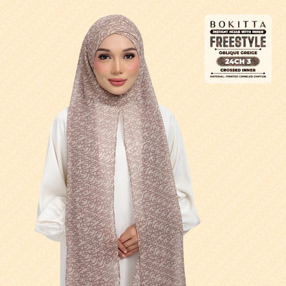 Bokitta Hijab Inspired Oblique Griege Collection - Free Box