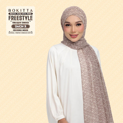 Bokitta Hijab Inspired Oblique Griege Collection - Free Box