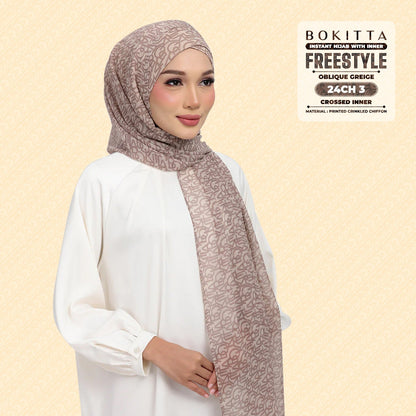 Bokitta Hijab Inspired Oblique Griege Collection - Free Box