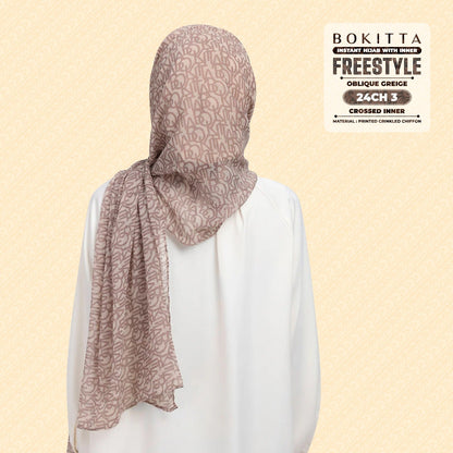 Bokitta Hijab Inspired Oblique Griege Collection - Free Box