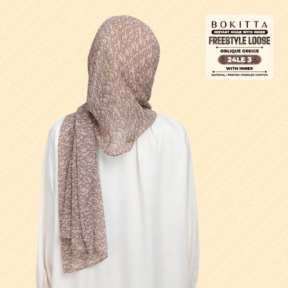 Bokitta Hijab Inspired Oblique Griege Collection - Free Box