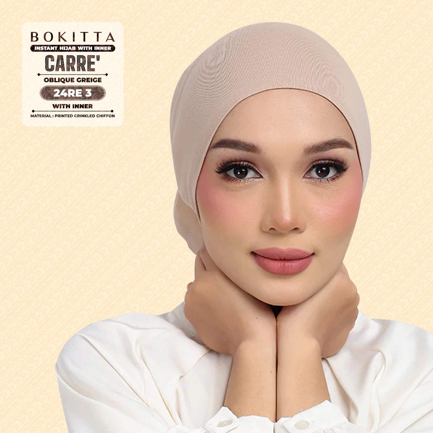 Bokitta Hijab Inspired Oblique Griege Collection - Free Box