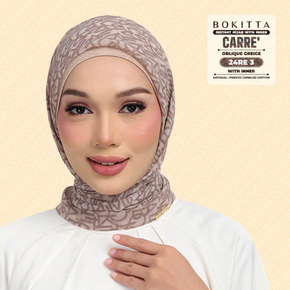 Bokitta Hijab Inspired Oblique Griege Collection - Free Box