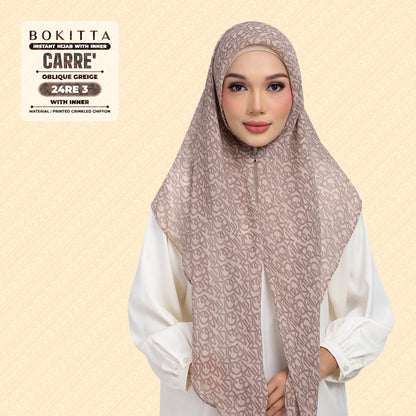Bokitta Hijab Inspired Oblique Griege Collection - Free Box
