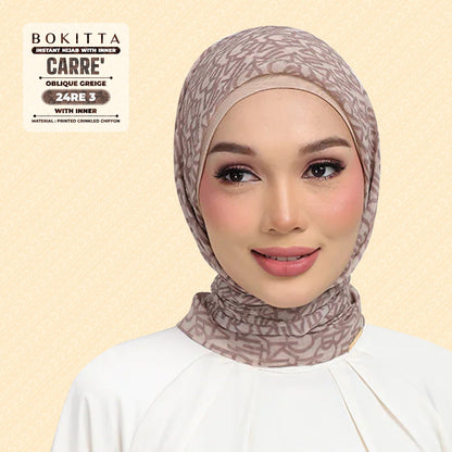 Bokitta Hijab Inspired Oblique Griege Collection - Free Box