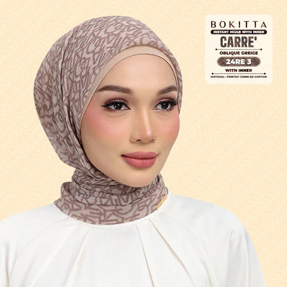 Bokitta Hijab Inspired Oblique Griege Collection - Free Box