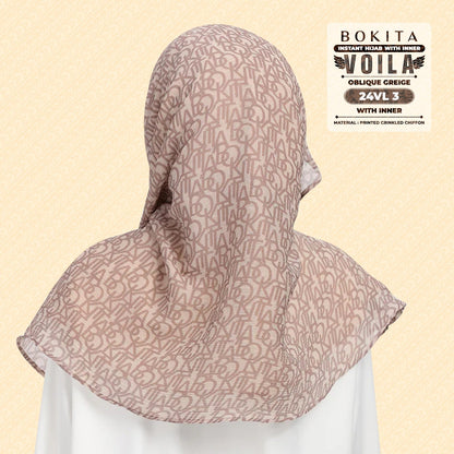 Bokitta Hijab Inspired Oblique Griege Collection - Free Box