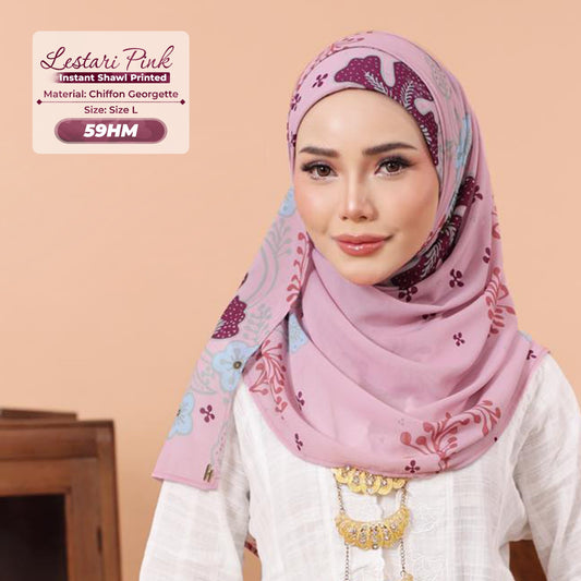 Hyat Inspired Instant Printed Lesteri Pink Collection (59HM-59HX-59HU)