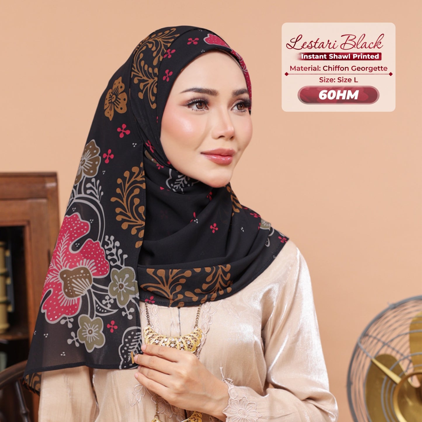 Hyat Inspired Instant Printed Lesteri Black Collection (60HM-60HX-60HU)