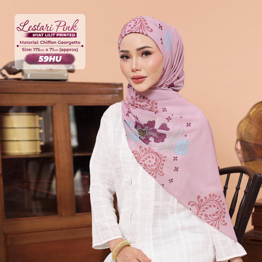 Hyat Inspired Instant Printed Lesteri Pink Collection (59HM-59HX-59HU)