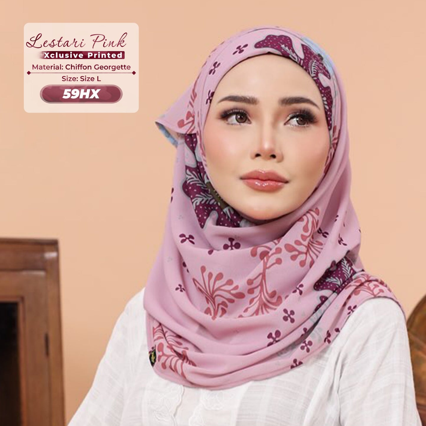 Hyat Inspired Instant Printed Lesteri Pink Collection (59HM-59HX-59HU)