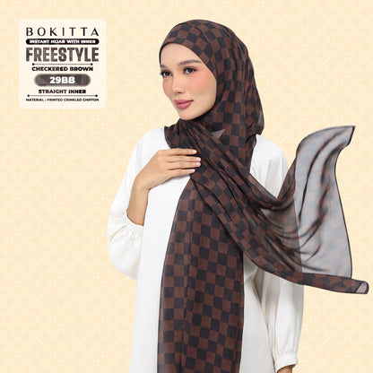 Bokitta Inspired Checkered Brown Collecion (29BB) - Free Box