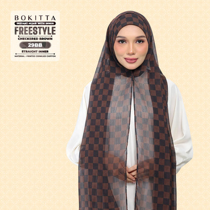 Bokitta Inspired Checkered Brown Collecion (29BB) - Free Box