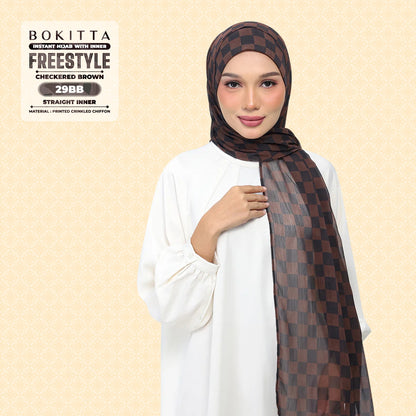 Bokitta Inspired Checkered Brown Collecion (29BB) - Free Box