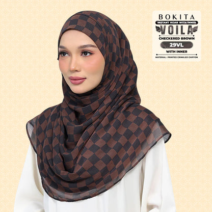 Bokitta Inspired Checkered Brown Collecion (29BB) - Free Box