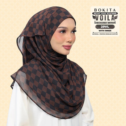 Bokitta Inspired Checkered Brown Collecion (29BB) - Free Box
