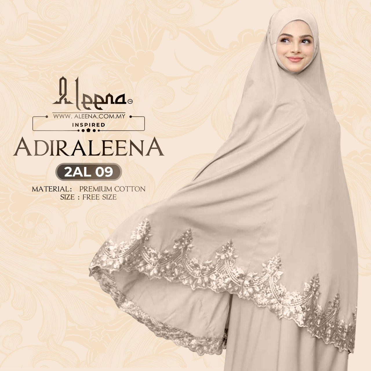 NEW - Aleena Telekung Aidraleena Limited Edition Collection - Free Woven Bag