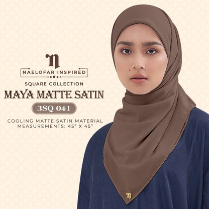 Naelofar Hijab Inispired Maya Matte Satin SQ Plain Collection (3SQ)