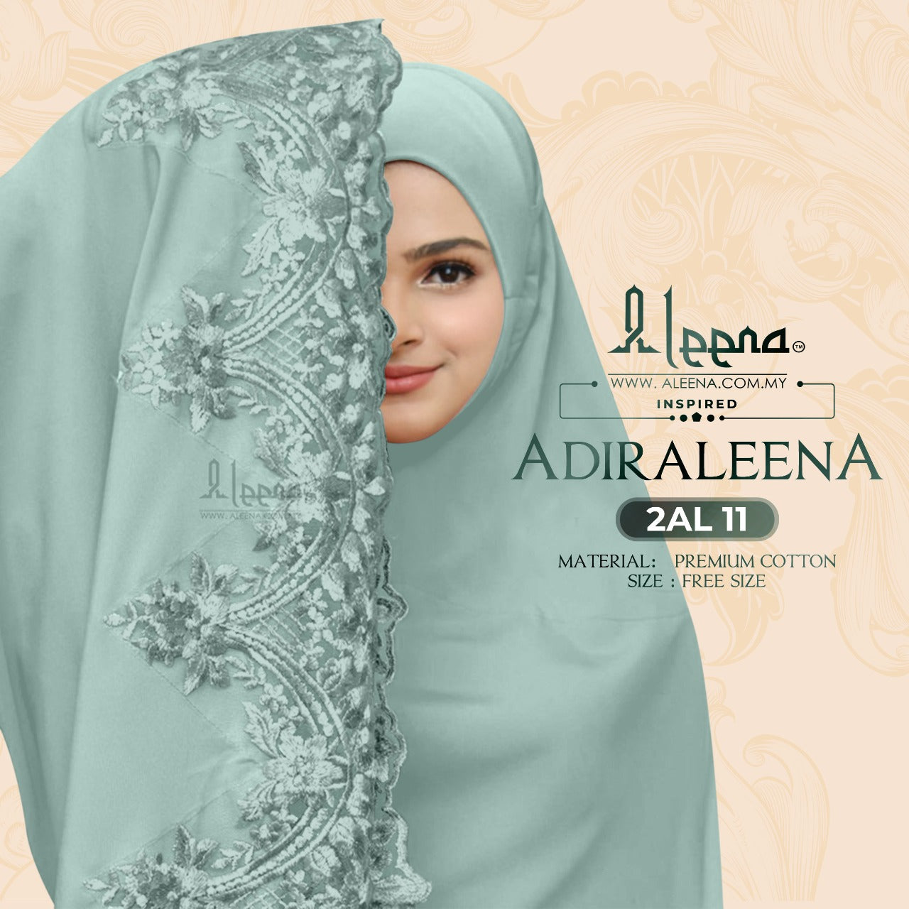 NEW - Aleena Telekung Aidraleena Limited Edition Collection - Free Woven Bag