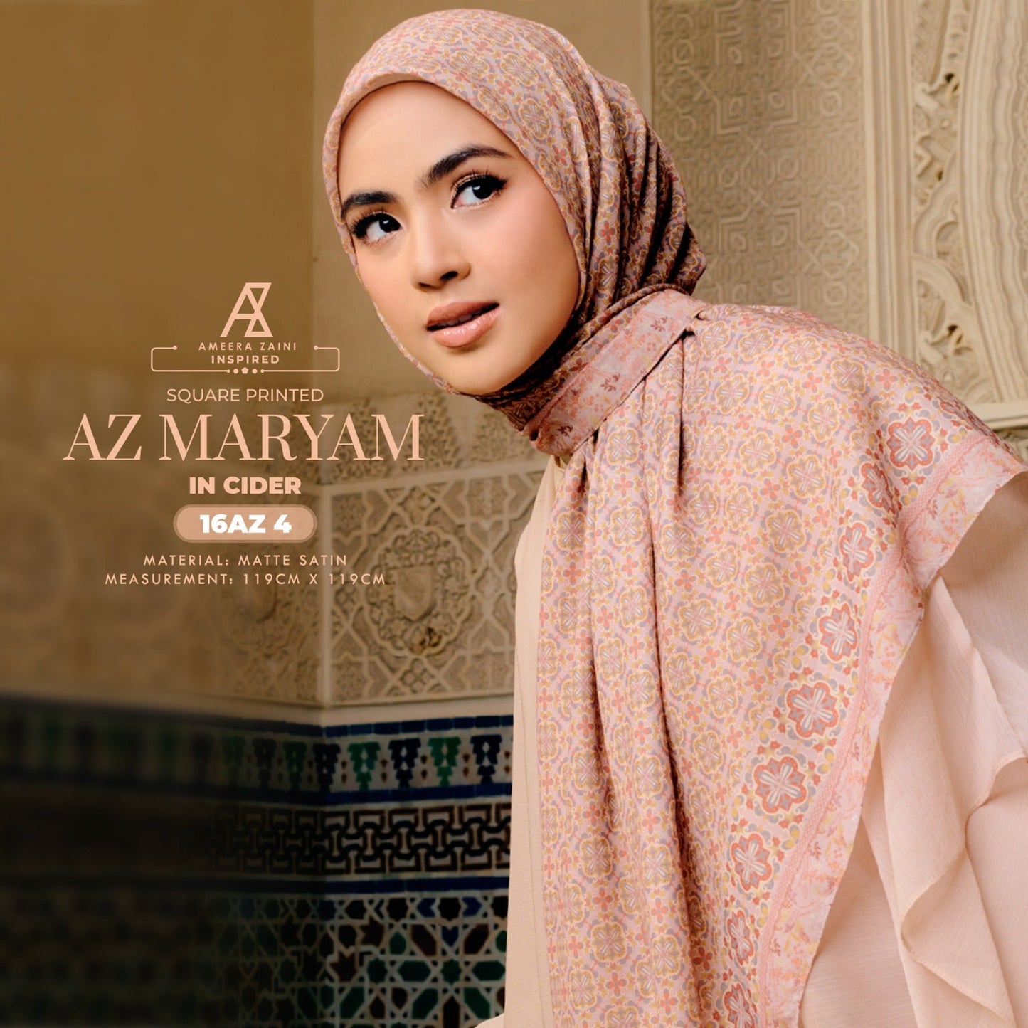 Ameera Zaini Inspired AZ MARYAM Square Printed Collection (16AZ)