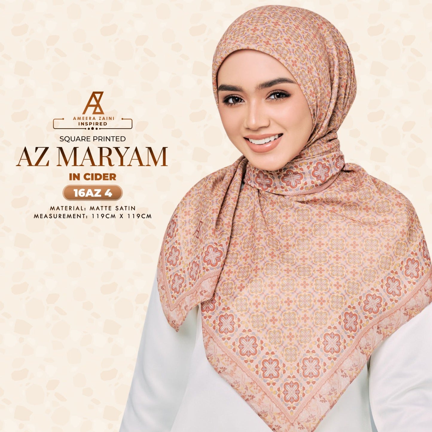 Ameera Zaini Inspired AZ MARYAM Square Printed Collection (16AZ)