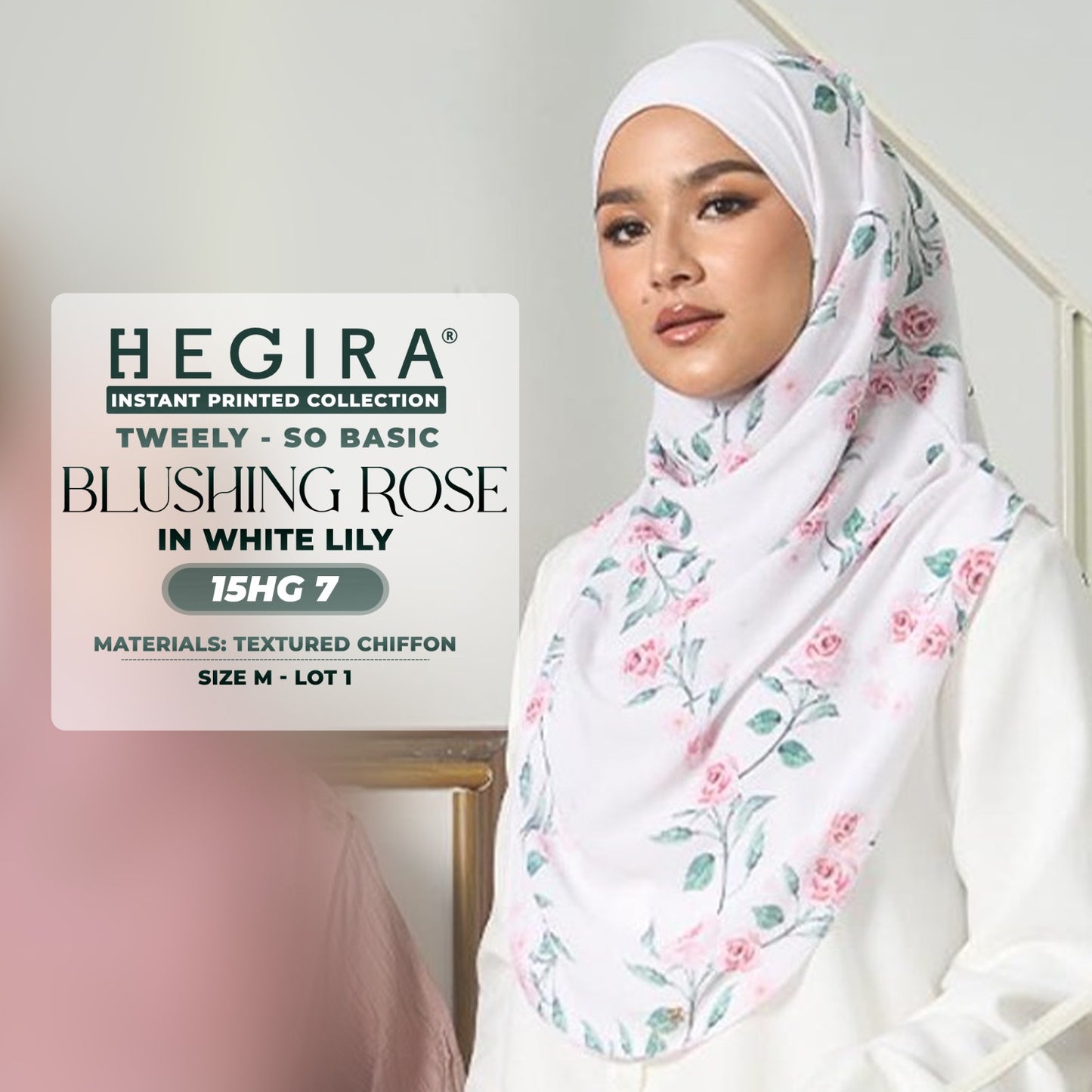 Hegira Hijab Inspired TWEELY-SO BASIC BLUSHING ROSE Instant Collection (15HG)