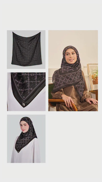 Naelofar Hijab Inspired Monogram Trellis Square Collection (25NK)