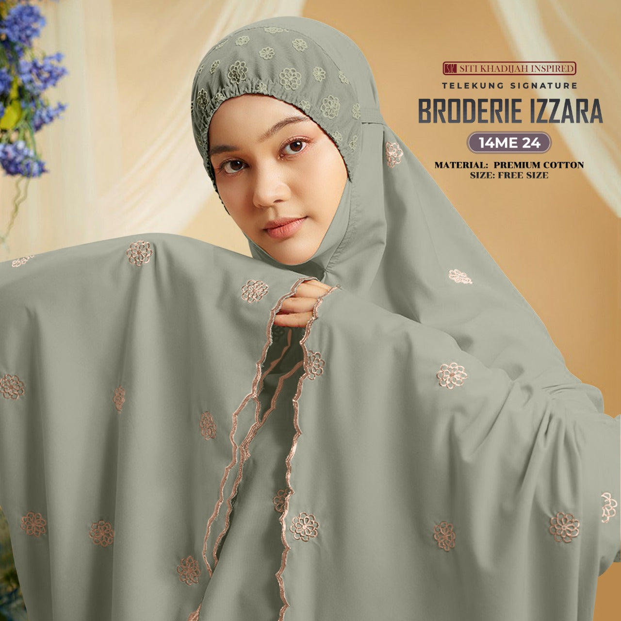 Telekung SK Broderie Izzara Collection Free Woven bag