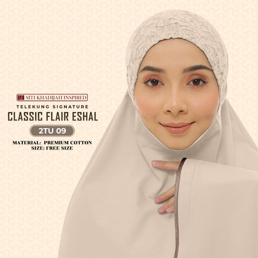 Telekung Sitikhadijah Inspired Classic Flair Eshal - Free Woven bag